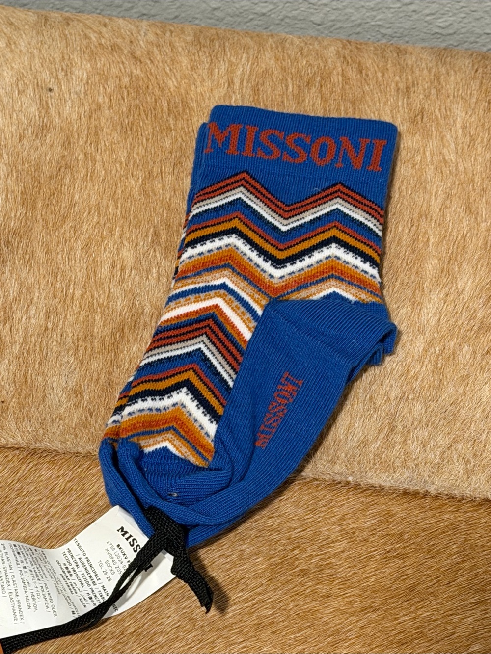 Missoni Kids Blue ZigZag Crew Socks 26-28 (3-5 yrs) BNWT
